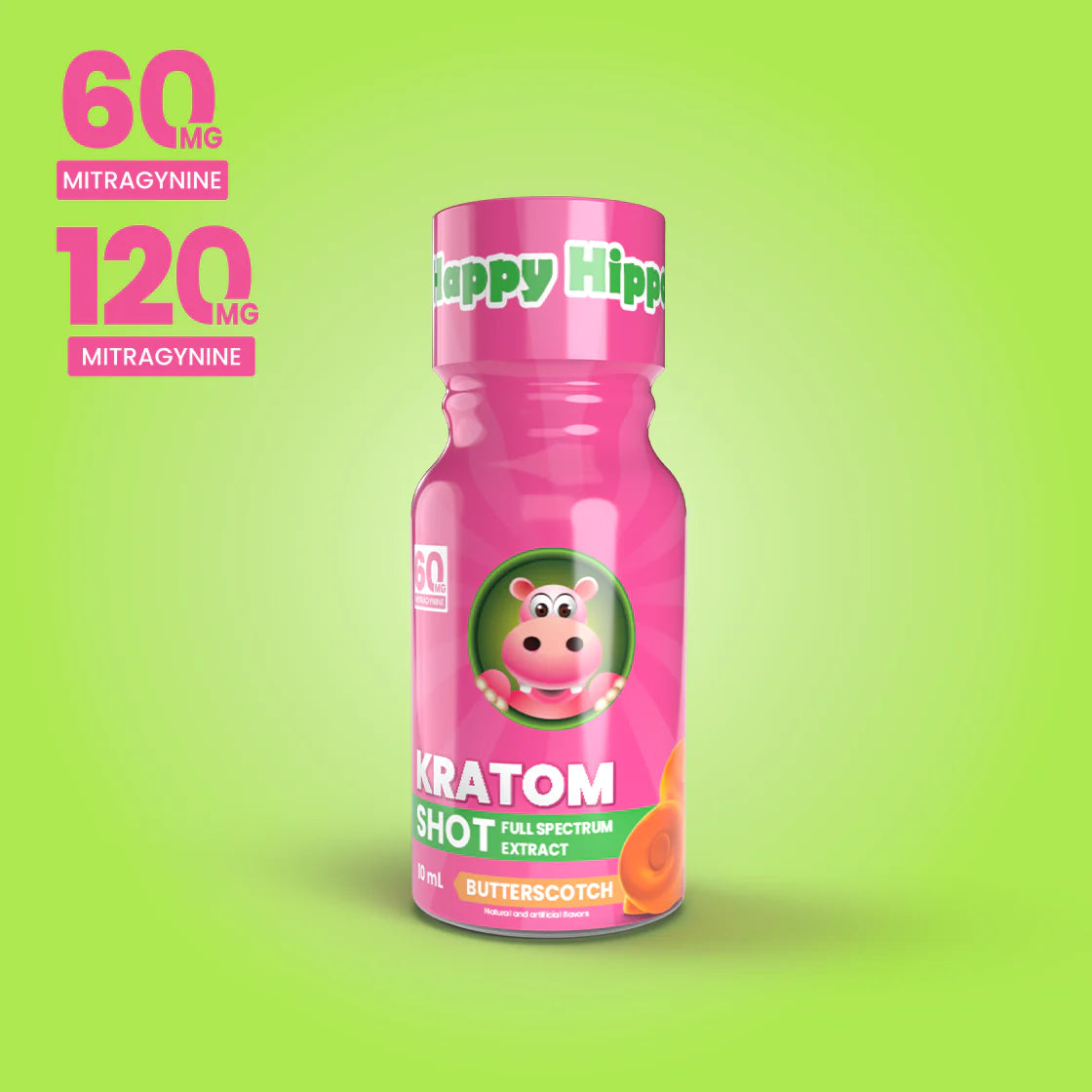 Happy Hippo Kratom Extract Shot Kratom Happy Hippo 60mg Butter Scotch 