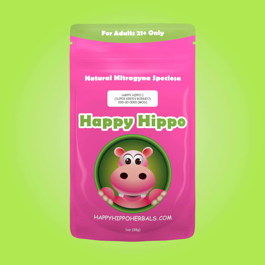 Happy Hippo Kratom Capsules 100ct Kratom Happy Hippo Happy Hippo (Super Green Borneo  
