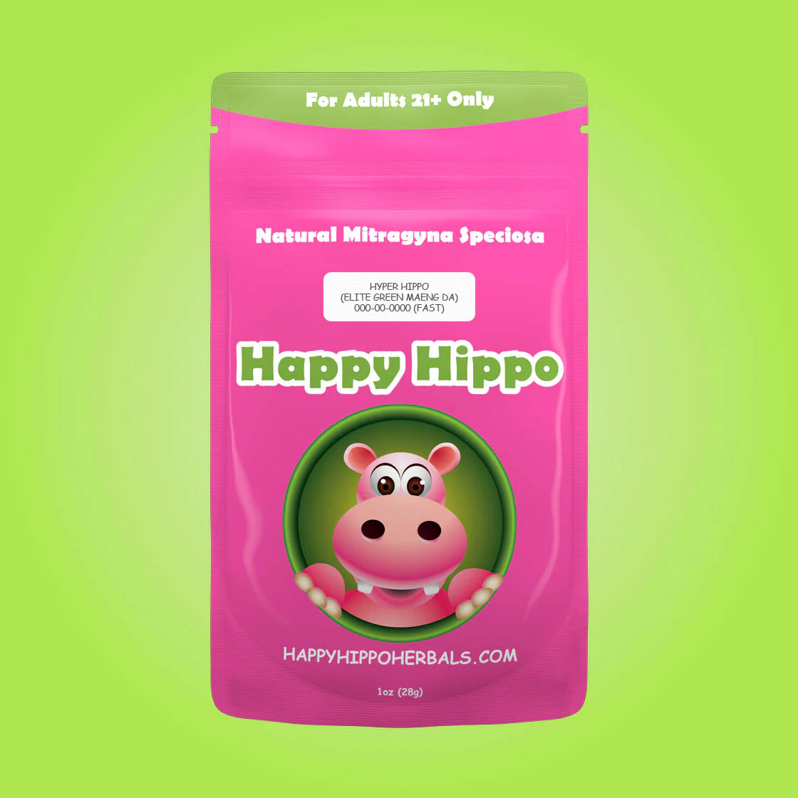 Happy Hippo Kratom Capsules 100ct Kratom Happy Hippo Hyper Hippo (Green MaengDa)  