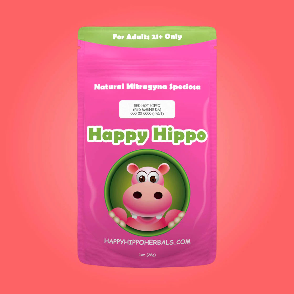 Happy Hippo Kratom Capsules 100ct Kratom Happy Hippo Red Hot Hippo (Red MaengDa)  