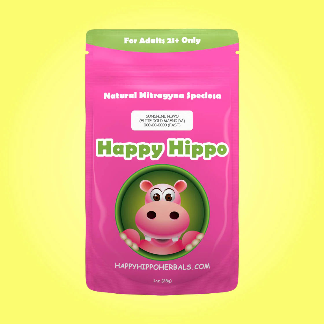 Happy Hippo Kratom Capsules 100ct Kratom Happy Hippo Sunshine Hippo (Gold MaengDa)  