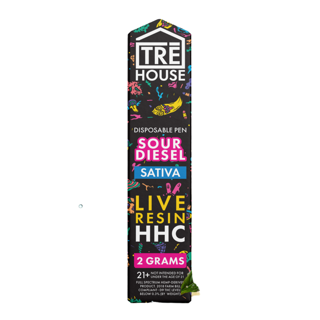 Tre House 2G HHC Live Resin Disposable Vape Vape Tre House Sour Diesel Sativa  