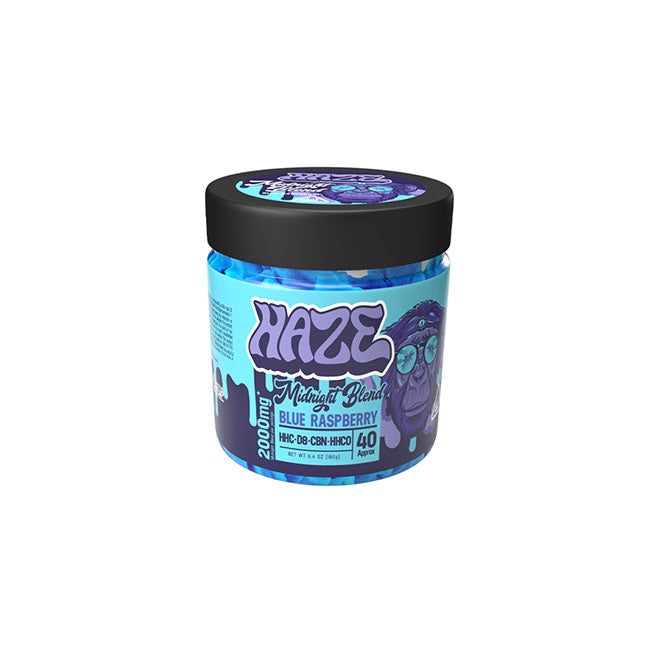 Haze Midnight Blend Indica Gummies Edibles Haze Blue Raspberry 40 Count 