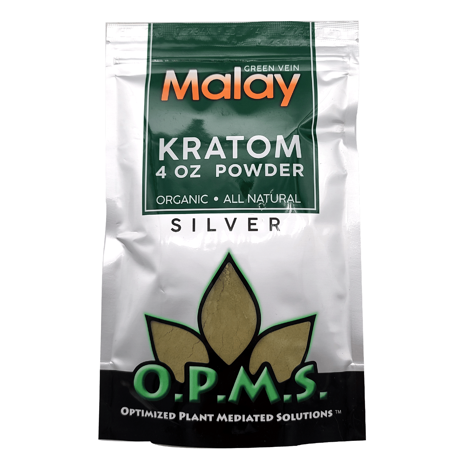 O.P.M.S Silver Powder Kratom OPMS Green Vein Malay 1 Ounce 