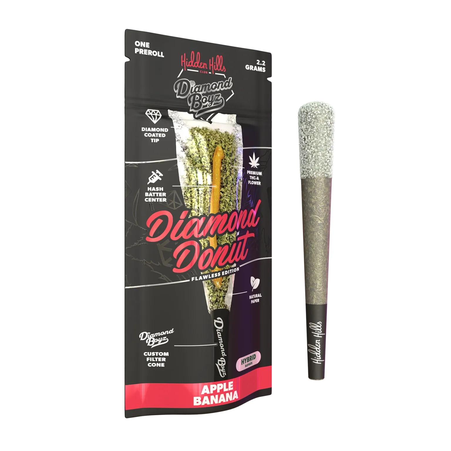 Hidden Hills x Diamond Boyz 2.2 g Diamond Donut Pre-Roll - 2 Pack