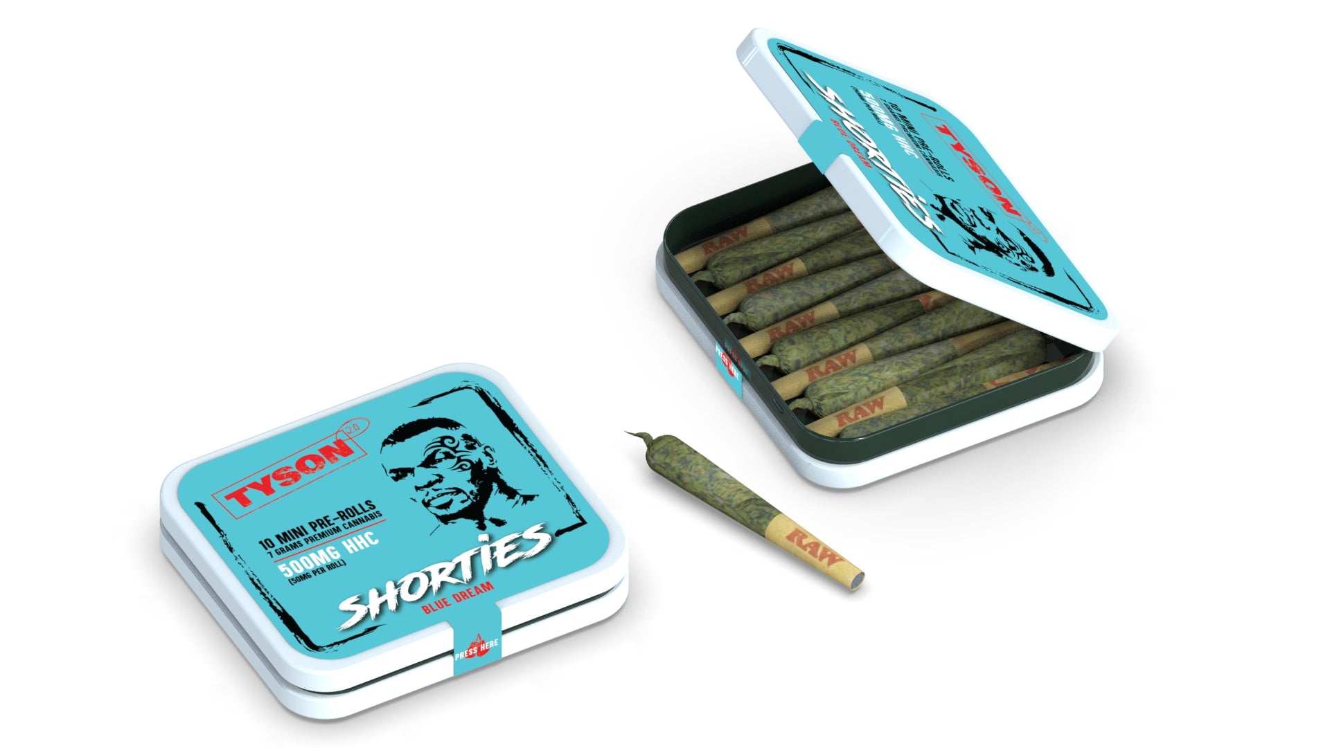 Tyson 2.0 - HHC Pre Roll Shorties 10 Pack Flower Tyson 2.0 Blue Dream  