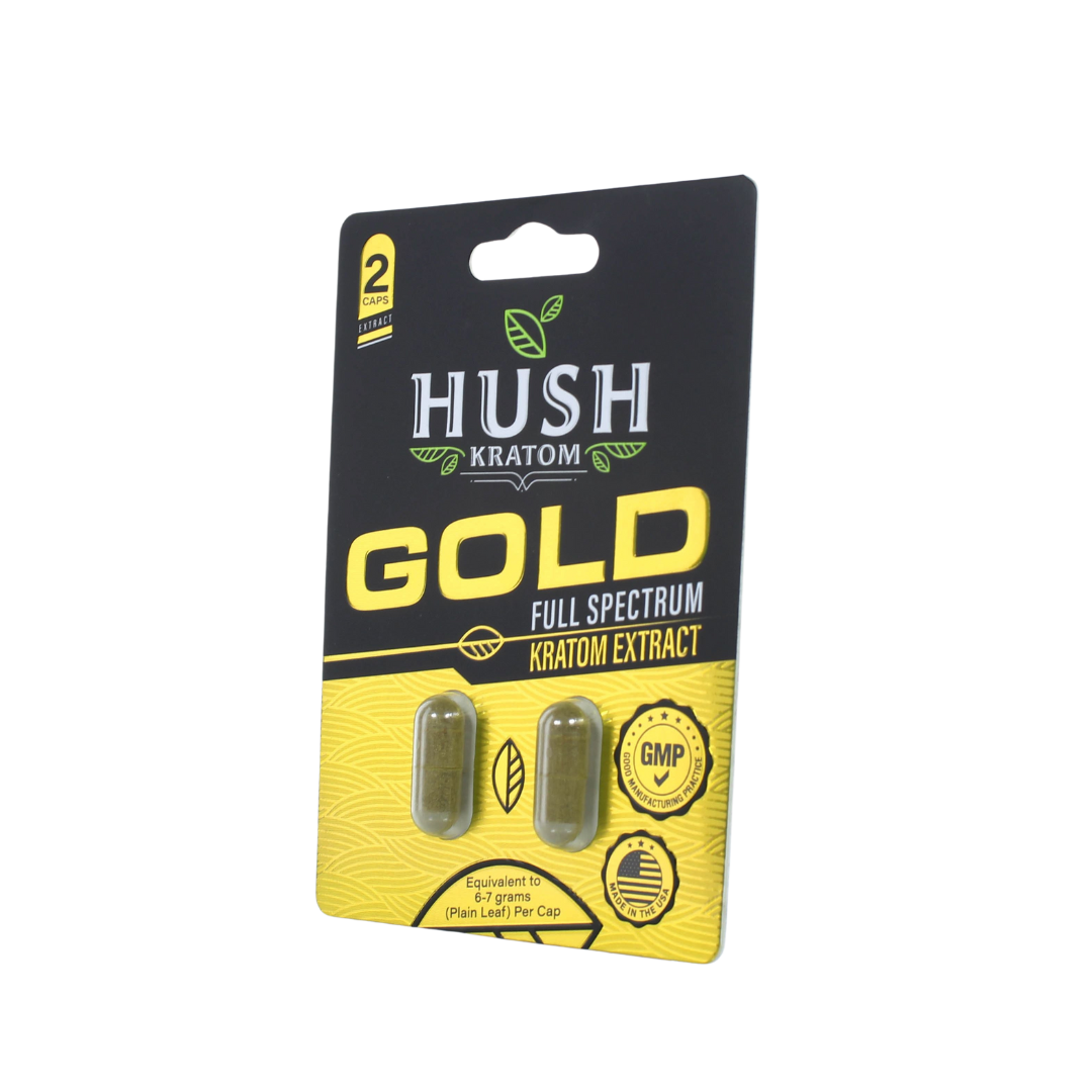 Hush Full Spectrum Kratom Extract Capsules Kratom Hush Kratom Gold 2ct 