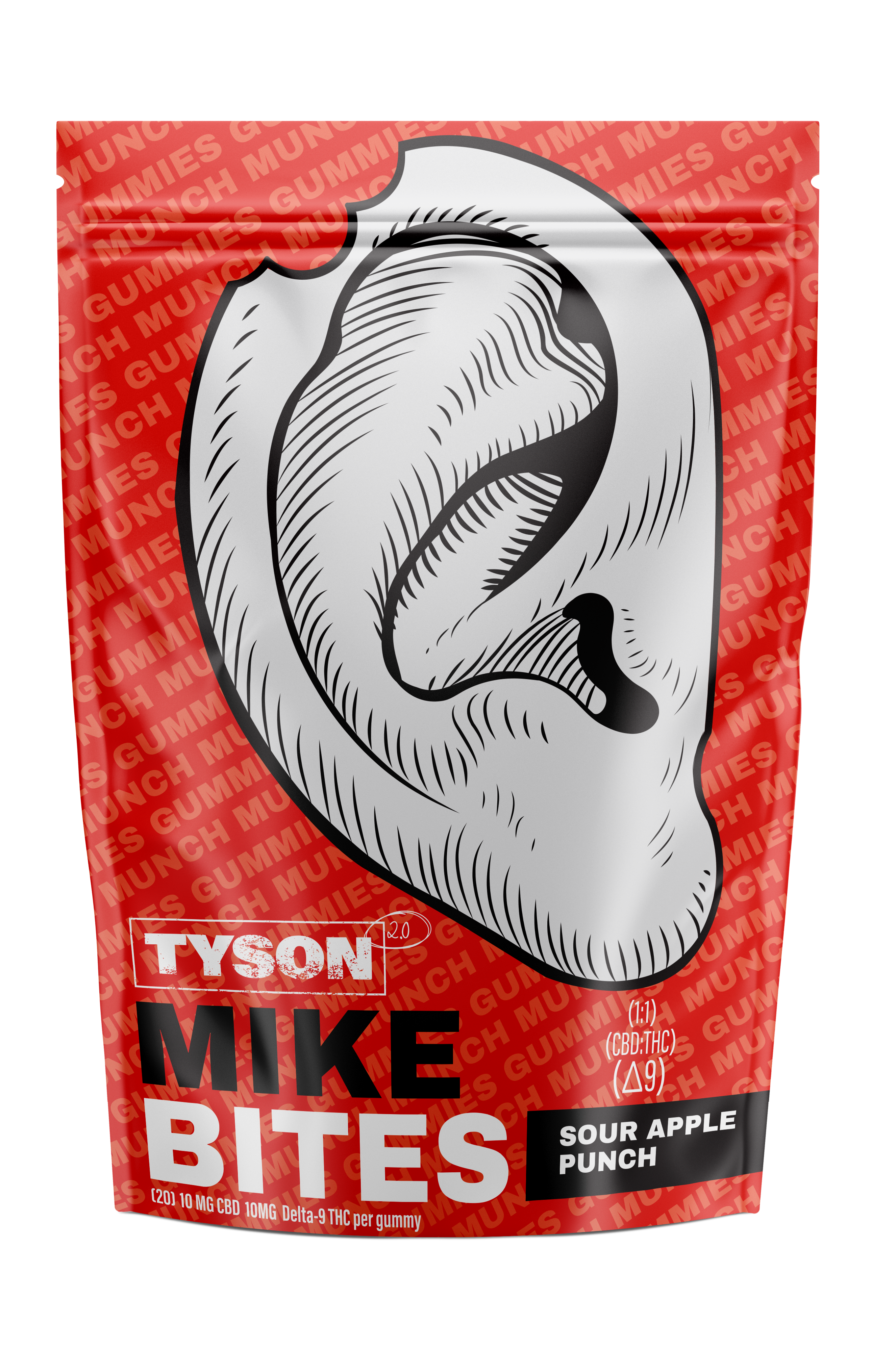 Mike Tyson Delta THC Ear Bite Gummies - 20 Pack Edibles Tyson 2.0 Sour Apple Punch Delta 9 