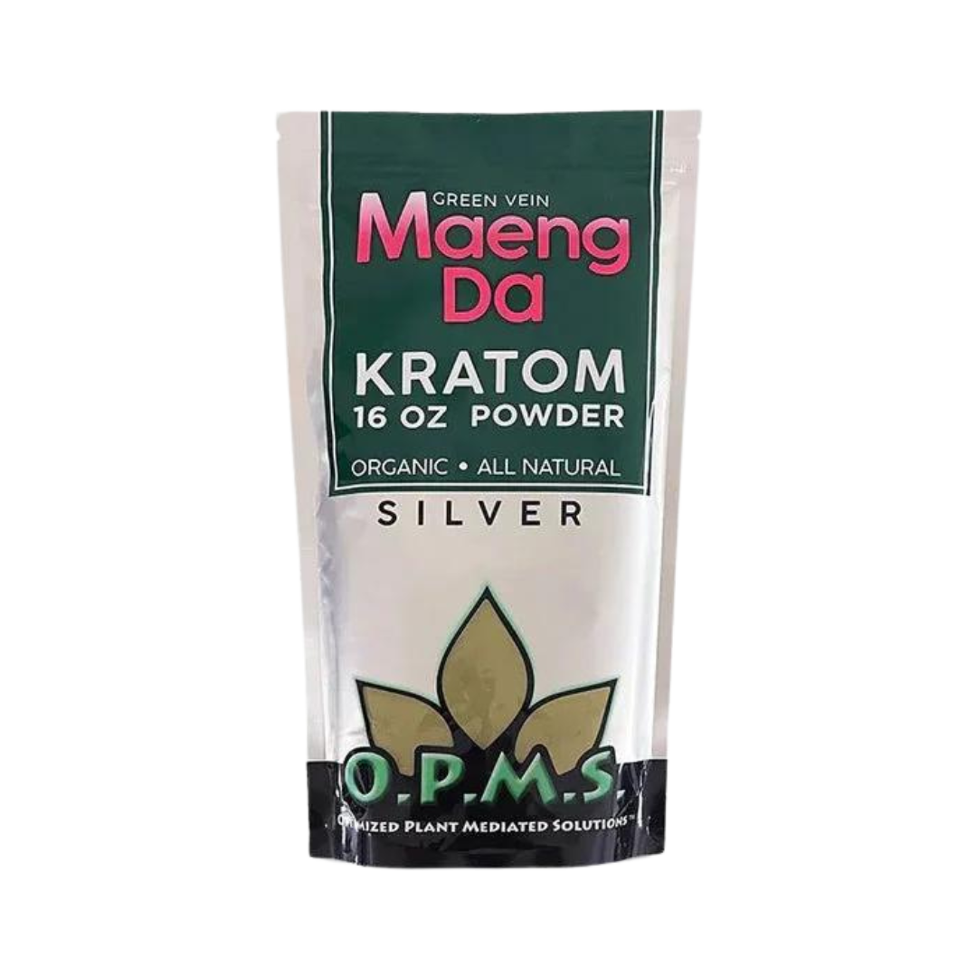 O.P.M.S Silver Powder Kratom OPMS Green Vein Maeng Da 1 Ounce 