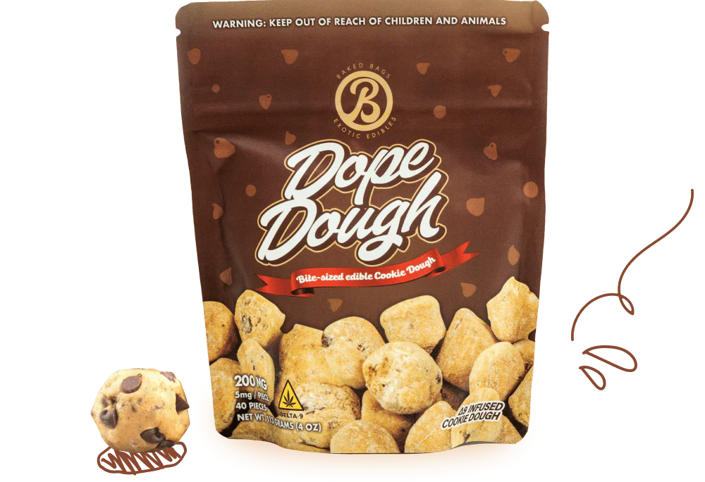 Dope Dough Cookie Dough Edibles Edibles Baked Bags D9 Chocolate Chip 
