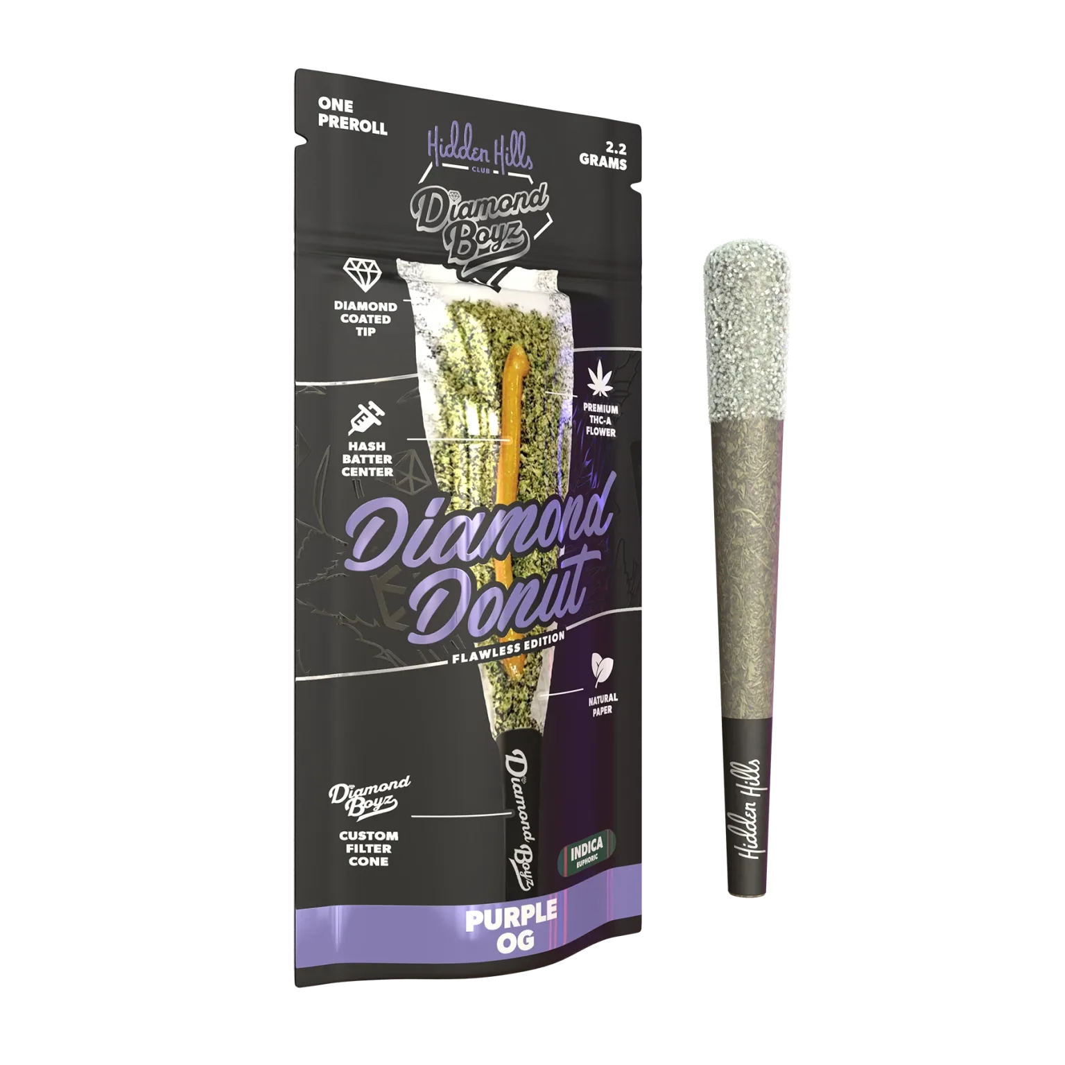 Hidden Hills x Diamond Boyz 2.2 g Diamond Donut Pre-Roll - 2 Pack