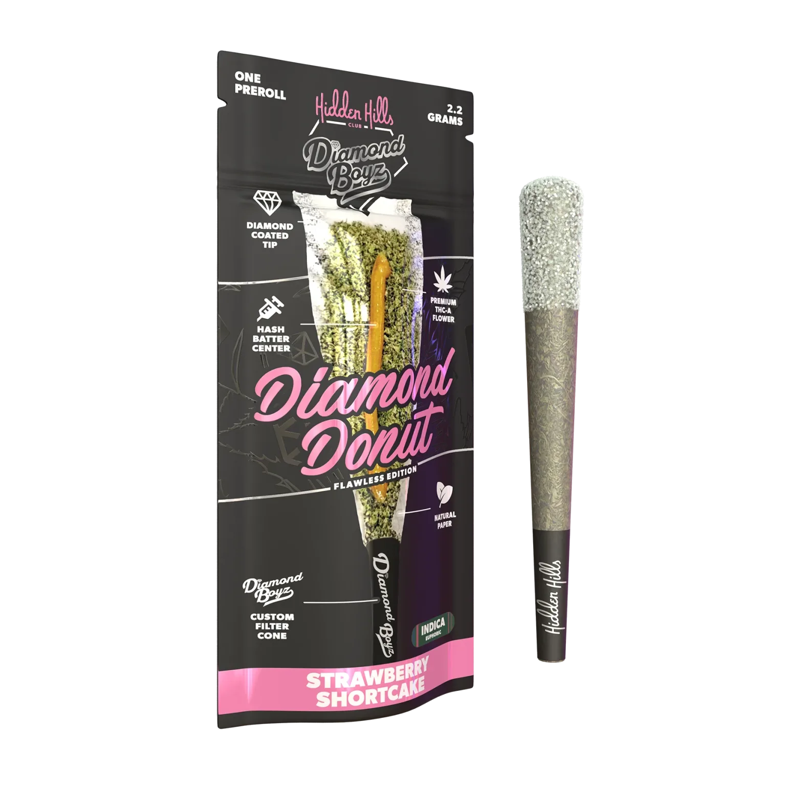 Hidden Hills x Diamond Boyz 2.2 g Diamond Donut Pre-Roll - 2 Pack