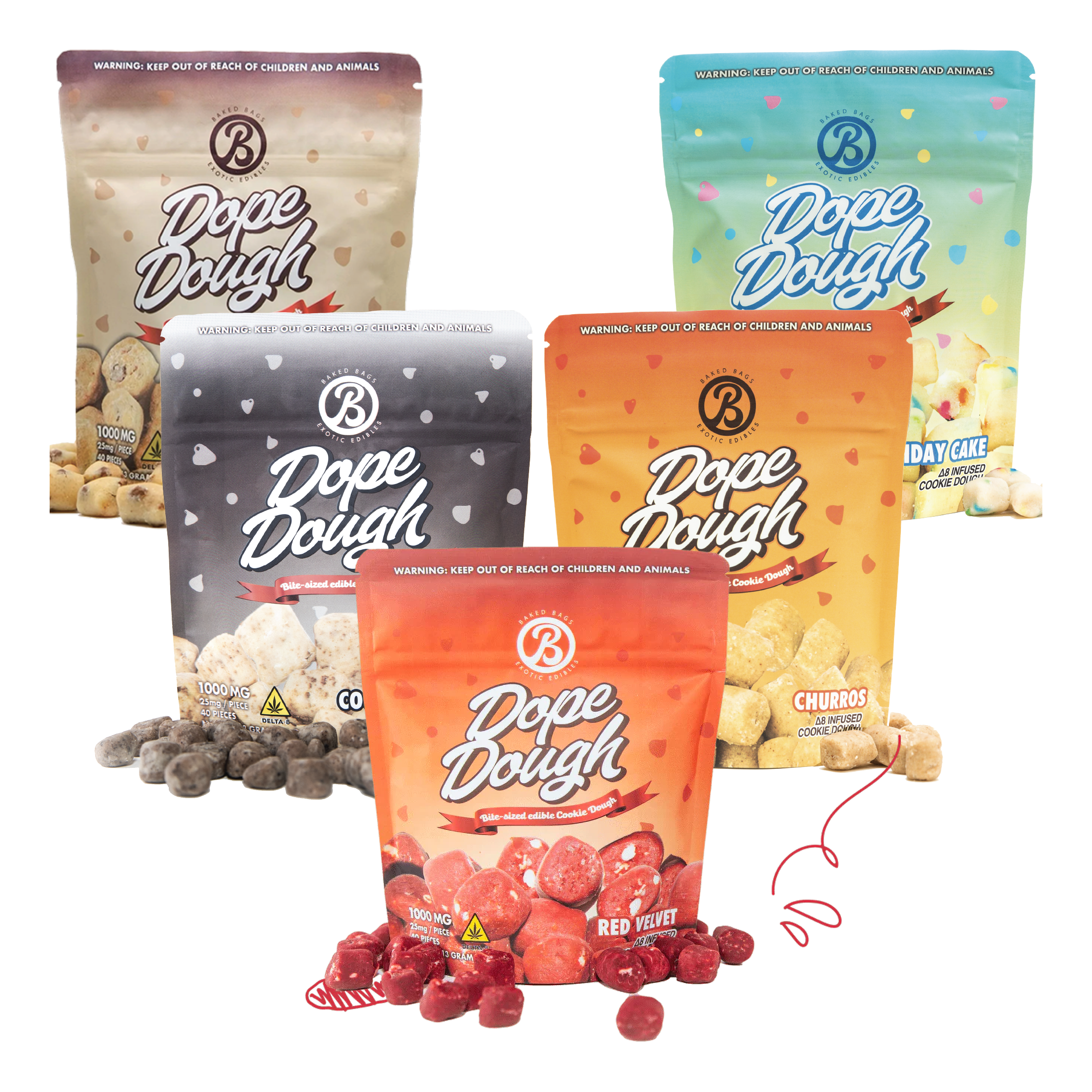 Baked Bags Dope Dough Cookie Dough Bite-Sized Edible Cookie Dough Cookie Baked Bags