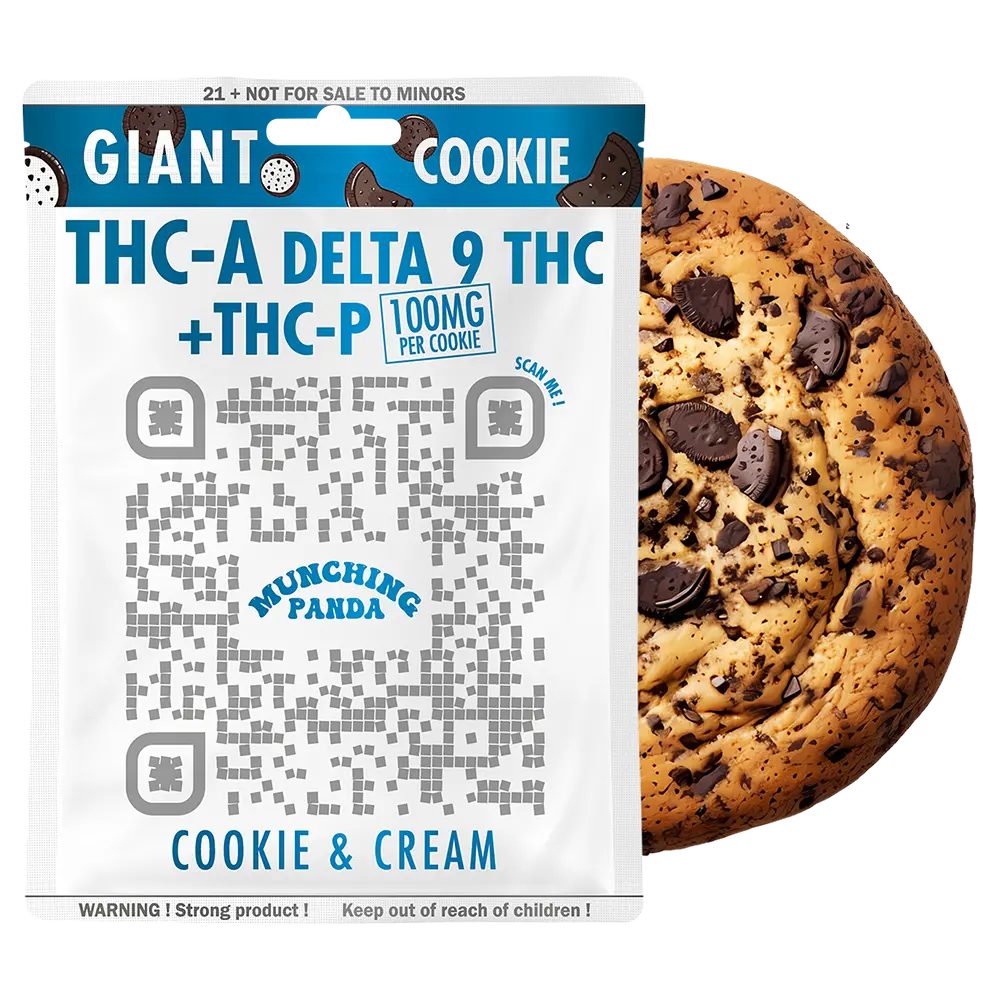 Munching Panda - Giant Cookie 100mg delta 9 THC + THC-P + THC-A Edibles Munching Panda Cookies n Cream