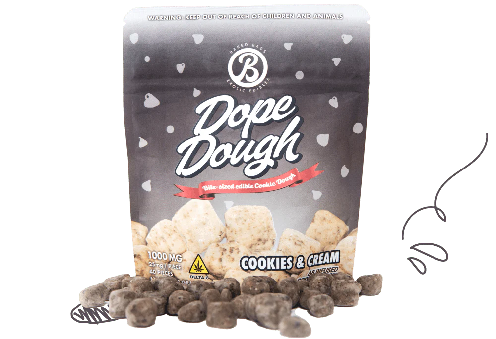 Dope Dough Cookie Dough Edibles Edibles Baked Bags D8 Cookies and Cream 