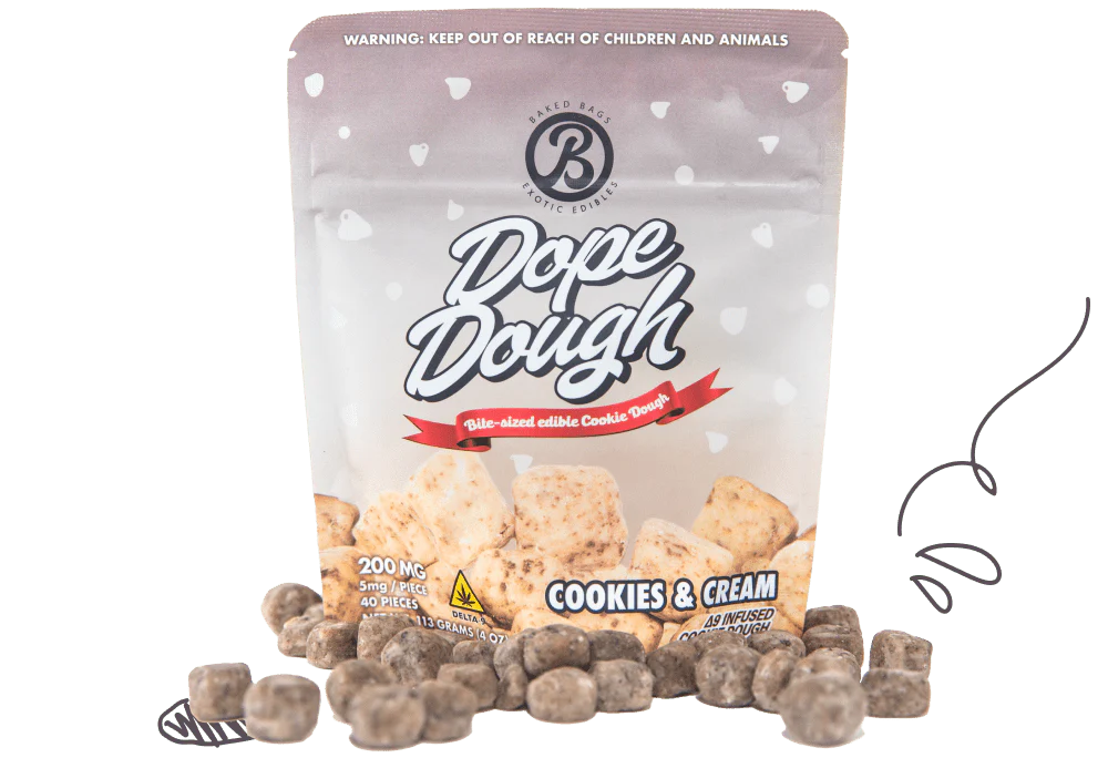 Dope Dough Cookie Dough Edibles Edibles Baked Bags D9 Cookies and Cream 