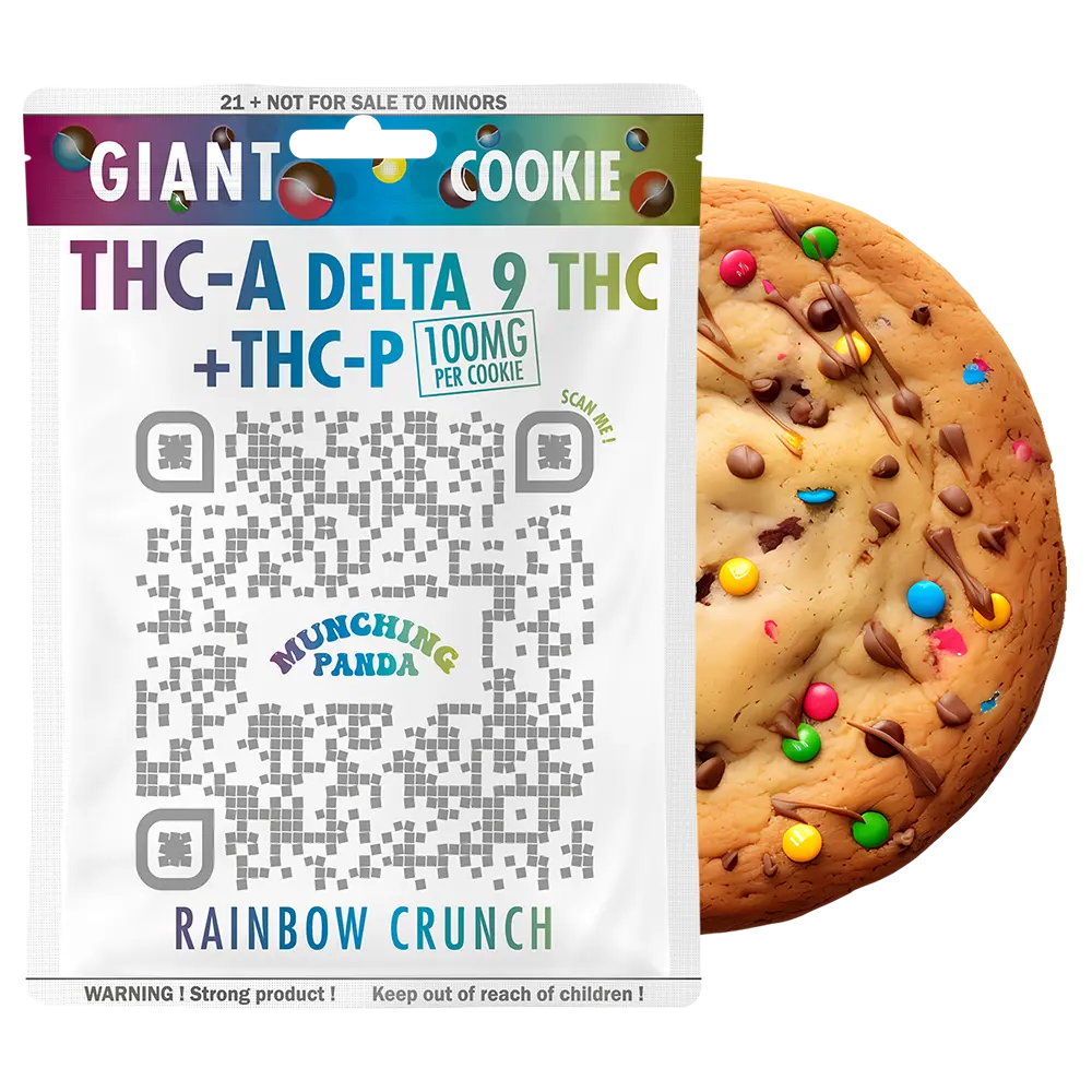 Munching Panda - Giant Cookie 100mg delta 9 THC + THC-P + THC-A Edibles Munching Panda Rainbow Crunch  