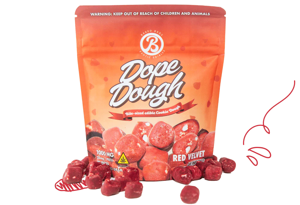 Dope Dough Cookie Dough Edibles Edibles Baked Bags D8 Red Velvet 