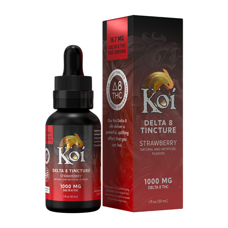 Koi Delta 8 Tinctures - 1000MG Oils Koi CBD Strawberry  