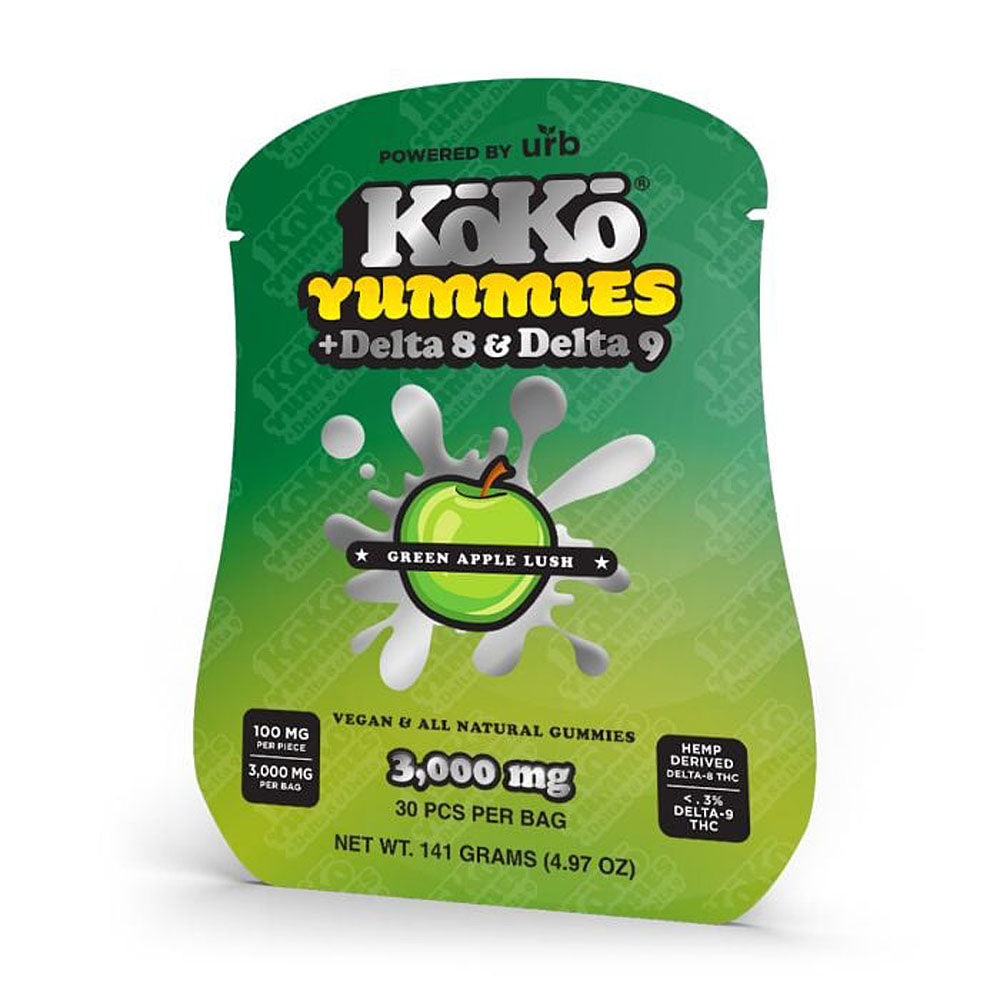 Koko Yummies Delta 8 & Delta 9 Vegan Gummies Edibles KoKo Yummies Green Apple Lush  