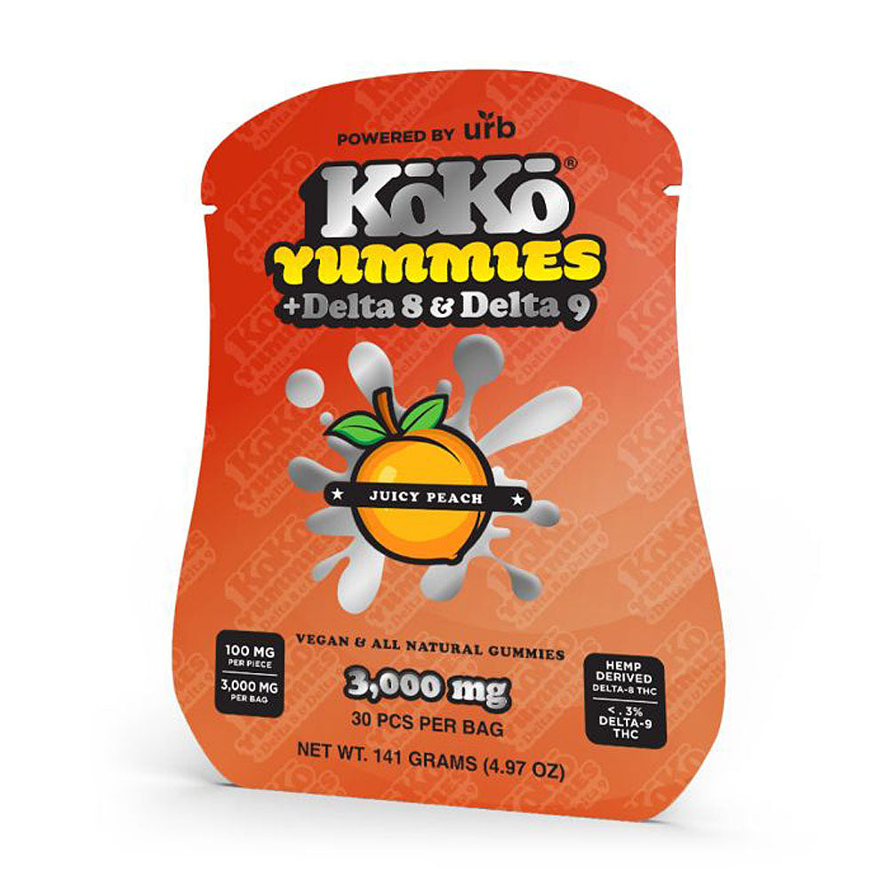 Koko Yummies Delta 8 & Delta 9 Vegan Gummies Edibles KoKo Yummies Juicy Peach  