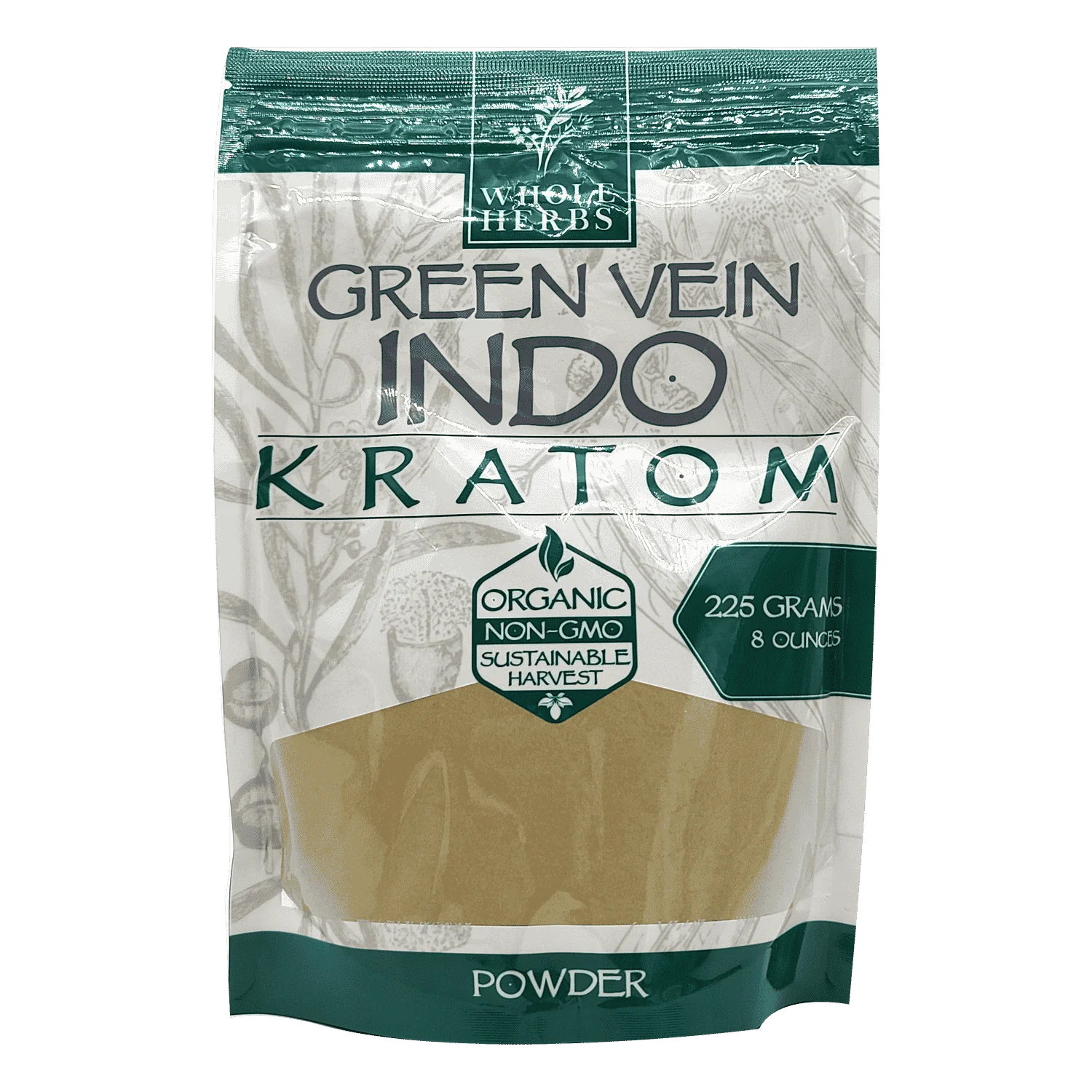 Whole Herbs Powder Kratom Whole Herbs Green Vein Indo 3.5 Ounces 