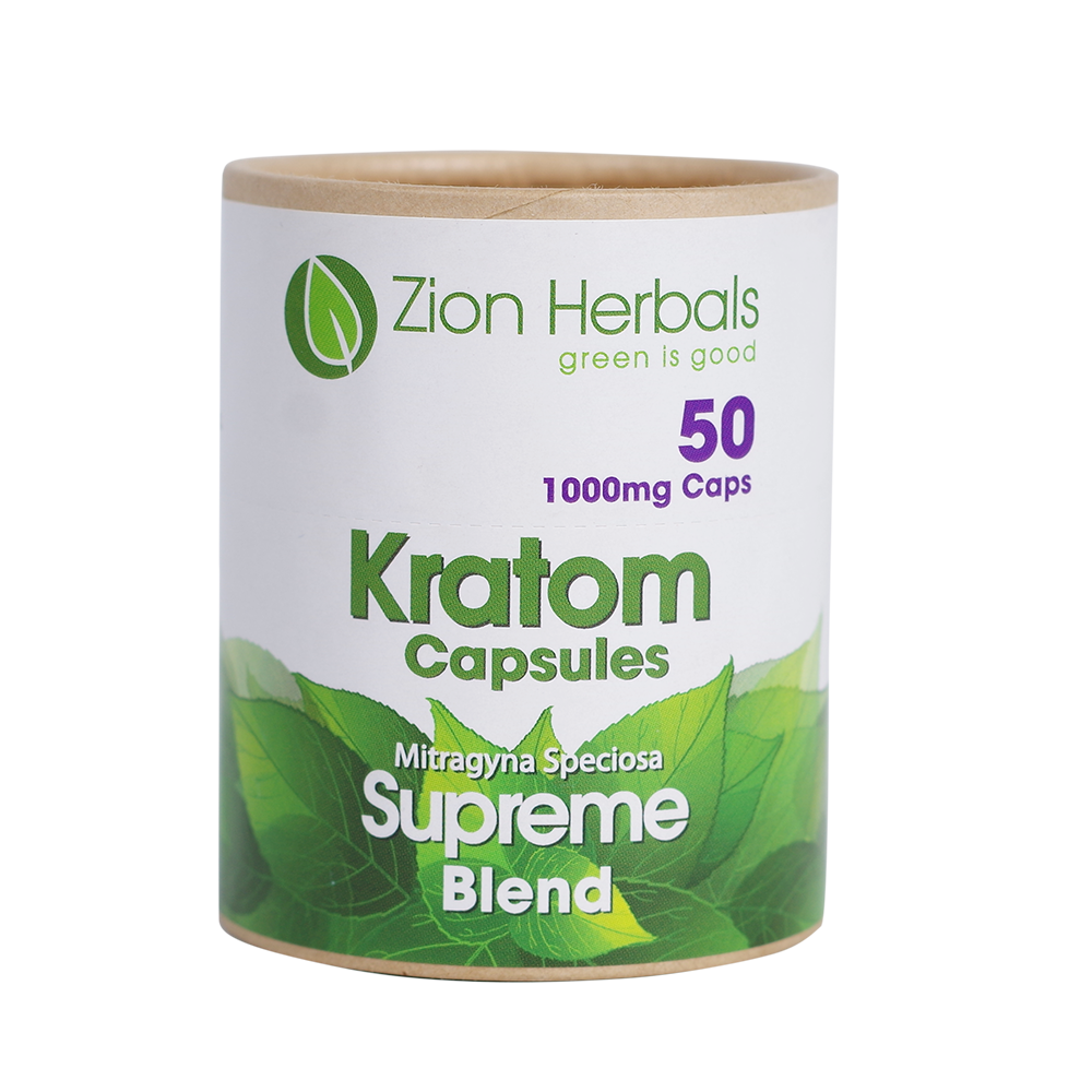 Zion Herbals Kratom Capsules - 1000MG Kratom Zion Herbals Supreme Blend 50 Count 